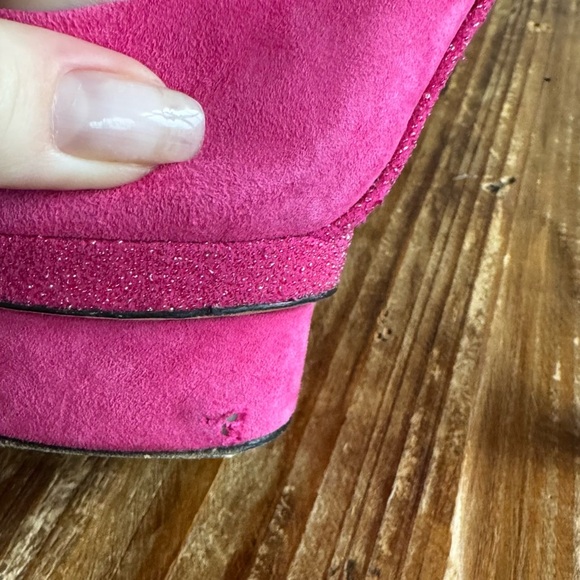 Brian Atwood FLORENCIA pink suede with glitter heels - Picture 4 of 12